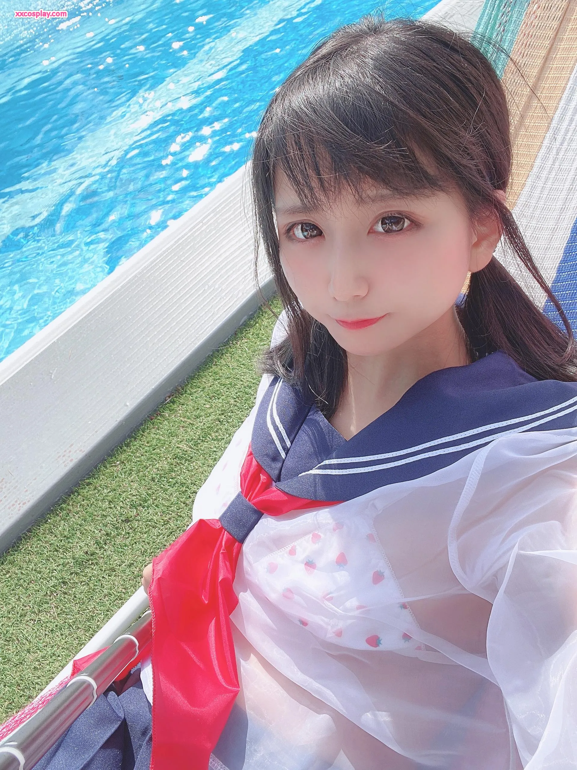 Yanagimaru's See-Through Sailor Uniform Poolside